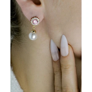 Seo Jewelry Inci Model Pembe Pırlanta Gold Küpe