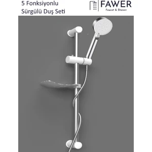 FAWER Faucet & Shower Krom Beyaz Sürgülü Duş Seti Duş Takımı