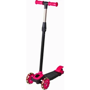 Pembe Renkli LED Işıklı 3 Tekerlekli Direksiyon Yükseklik Ayarlı Çocuk Scooter