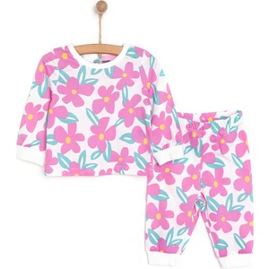Hellobaby Kız Büyük Çiçek Desenli Uzun Kol Pijama Takımı