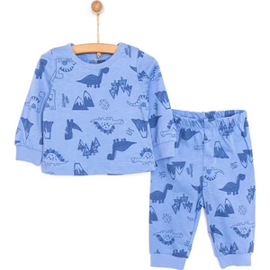 Hellobaby Uzun Kol Dinazor Desenli Bisiklet Yaka Pijama Takımı