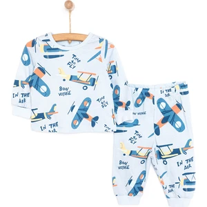 Hellobaby Uzun Kol Uçak Desenli Bisiklet Yaka Pijama Takımı