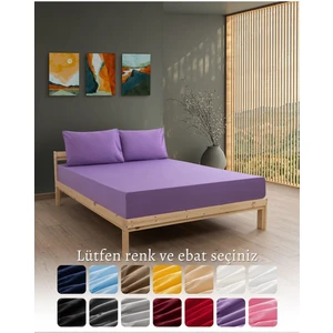 Ranforce Akfil Lila Lastikli Çarşaf 1 Adet Yastık Kılıflı Tek Kişilik Fitted Çarşaf Seti 90x190