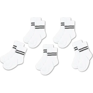 5'li Pamuklu Çocuk Kolej Soket Çorap Bebek Unisex Kız Kadın Erkek Okul Çorabı, Beyaz Siyah Pembe