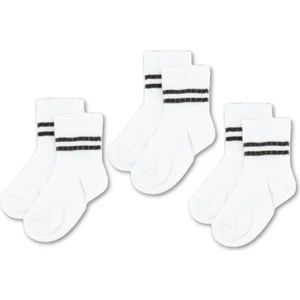 3'lü Pamuklu Çocuk Kolej Soket Çorap Bebek Unisex Kız Kadın Erkek Okul Çorabı, Beyaz Siyah Pembe