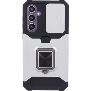 Samsung Galaxy S24 Fe Kickstand Kılıf Slayt Lens Kapağı Pc + Tpu Telefon Kapağı Kart Yuvası ile (Yurt Dışından)