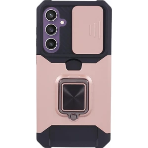 Samsung Galaxy S24 Fe Kickstand Kılıf Slayt Lens Kapağı Pc + Tpu Telefon Kapağı Kart Yuvası ile (Yurt Dışından)