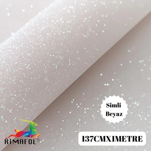 Simli Beyaz Dekoratif Folyo 137CMX1METRE