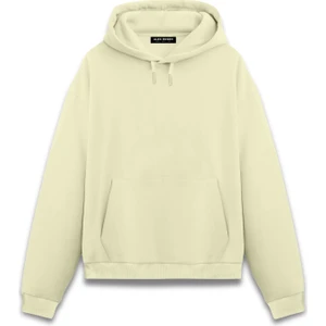 Unisex Bej Oversize Fit Pamuklu Kapüşonlu Sweatshirt