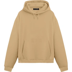 Alex Rosen Unisex Sütlü Kahverengi Oversize Fit Pamuklu Kapüşonlu Sweatshirt
