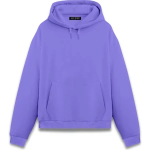 Alex Rosen Unisex Açık Mor Oversize Fit Pamuklu Kapüşonlu Sweatshirt