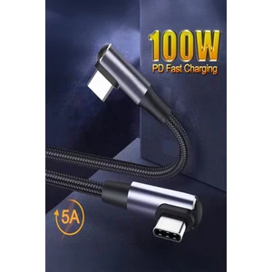 C13 A-90/b-90 Derece 5A/100W Type-C To Type-C Şarj Kablosu -3mt