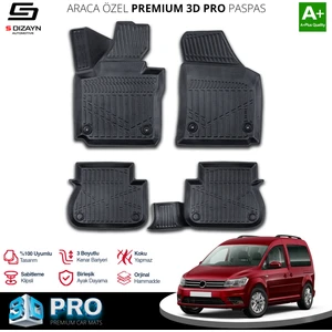 Volkswagen Caddy 3D Pro Havuzlu Paspas 2015-2020 A+ Kalite