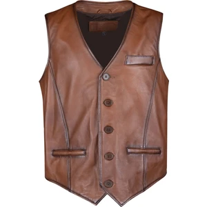 Tamer Tanca Erkek  Deri Taba Yelek Deri Mont 1042 Y01 Erk Derı Yelek SK24/25 Taba Zıg