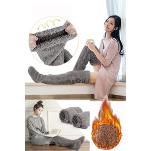 Sock Peluş Uyku Çorabı Welsoft Diz Üstü Oda Çorabı Ayak Isıtıcı Uzun Gonç Çorap