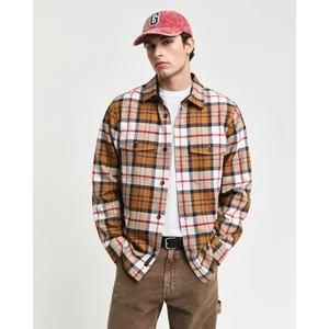 Erkek Kahverengi Regular Fit Düğmeli Yaka Kareli Gömlek 3240173.227