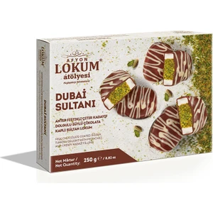 250 G Dubai Sultanı Antep Fıstıklı Çıtır Kadayıf Dolgulu Sütlü Çikolata Kaplı Sultan Lokum