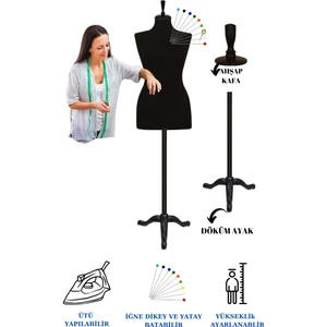 Manken İstanbul Döküm Ayaklı 44 Beden Sünger Iğne Batabilen Terzi Mankeni Prova Mankeni