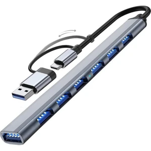 7in1 USB ve Type-C Girişli USB Çoğaltıcı 7in1 USB 3.0 Çoğaltıcı Type-C To USB Çevirici Akım Korumalı