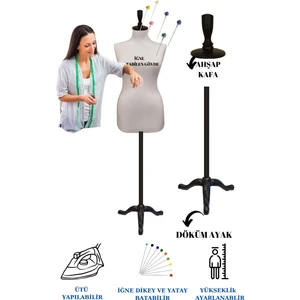 Manken İstanbul Döküm Ayaklı 42 Beden Sünger Iğne Batabilen Terzi Mankeni Prova Mankeni