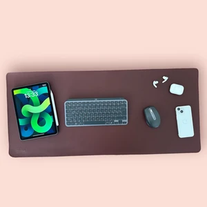 LOS CAJA Acı Kahve Deri Mouse Pad- Premium Kaymaz Deri Masa Matı ve Klavye Altlığı - Sümen 90x40