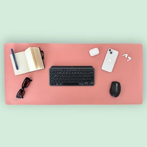LOS CAJA Pudra Deri Mouse Pad- Premium Kaymaz Deri Masa Matı ve Klavye Altlığı - Sümen 90x40