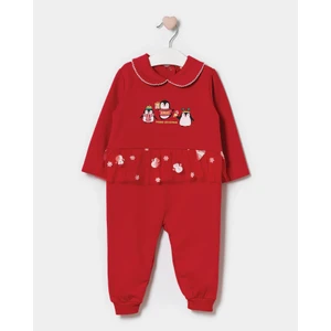 Yılbaşı Penguen Baskılı Kız Bebek Tulum