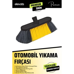 Premium Profesyonel Otomobil Yıkama Fırçası, Oto Fırçası, Hortum Girişli Fırça Siyah Renk Sapsız
