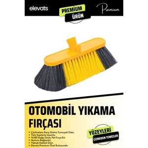 Premium Profesyonel Otomobil Yıkama Fırçası, Oto Fırçası, Hortum Girişli Fırça Sarı Renk Sapsız