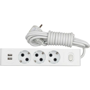 Visage 2 USB Çıkışlı 3 lü Grup Priz Topraklı Anahtarlı 3 mt