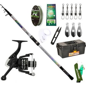 Bauer Azard 390 cm 100-200 Gram - Avlivari Yourfish Superx Metal Kafa 14BB 6000 Lüx Profesyonel Hobi Kıyı Surf Olta Seti