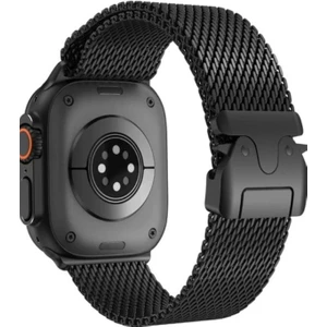 Apple Watch 7 8 9 10 Ultra 44 45 46 49MM Uyumlu Kalın Örgü Metal Paraşüt Kilit Mekanizmalı Kordon