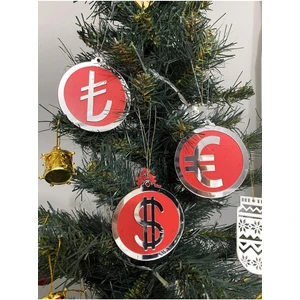 Mini Tasarım Atölyem Yılbaşı Ağacı Dolar Euro Tl 3'lü Süs Seti