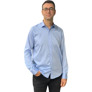 Uzun Kol Regular Fit Pamuk Saten L.v. Model Erkek Gömlek (Mavi)