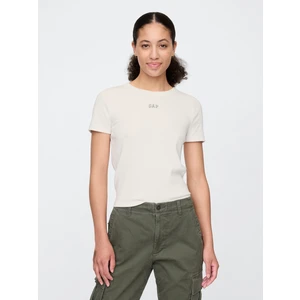 Kadın Kırık Beyaz Gap Logo Modern Crop T-Shirt