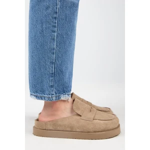 (Ziva) Kadın  Loafer Platform Vizon Terlik