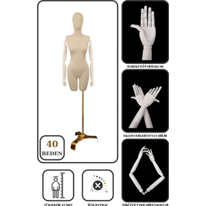 Manken İstanbul 40 Beden Gold Ayaklı Pantolon Giyebilen Terzi Mankeni Vitrin Mankeni Prova Mankeni