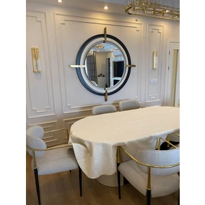 Zeren Home Polyester Keten Simli Oval Masa Örtüsü