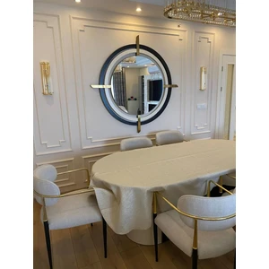 Zeren Home Polyester Keten Simli Oval Masa Örtüsü