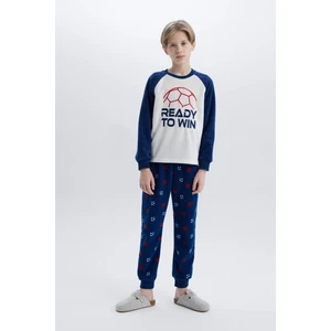 Erkek Çocuk Polar Pijama Takımı Baskılı Uzun Kollu Üst Beli Lastikli Uzun Alt D8600A824CW