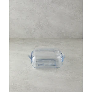 English Home Bake&serve Cam Kapaklı Kare Izgaralı Fırın Kabı 24 x 21,2 cm Şeffaf