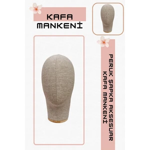 Manken İstanbul Kumaş Kaplı Polyester Kafa Mankeni Aksesuar Mankeni Şapka Mankeni Peruk Mankeni
