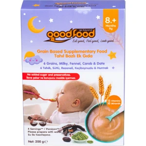 Good Food 6 Tahıllı, Sütlü, Rezeneli, Keçiboynuzlu İyi Geceler Kaşık Maması, 13 Vitamin & 10 Mineralli, +8 Ay 200 g