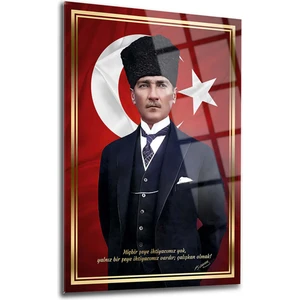 Atatürk 4mm Kırılmaz Temperli Yüksek Çözünürlüklü Cam Tablo