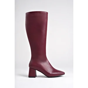 Karoline Garantili Küt Burun Yandan Fermuarlı Topuklu Kadın Çizme