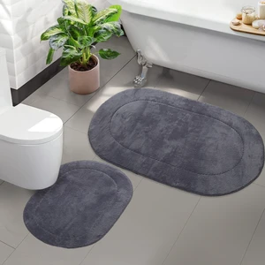 Bonny Home 2'li Rixos Gri Kaymaz Taban Banyo Paspası & Halısı Seti