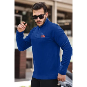 Indigo Unisex Nakışlı Dik Yaka Yarım Fermuarlı polar Sweatshirt- 2321