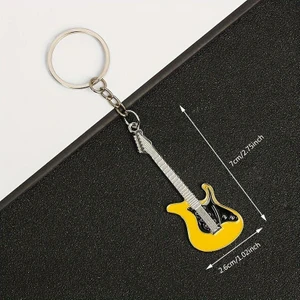 Herşey Nota Gitar Sarı Gitarist Hediye Anahtarlık Veya Çanta Süsü