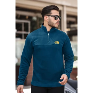 Nefti Unisex Nakışlı Dik Yaka Yarım Fermuarlı polar Sweatshirt- 2321