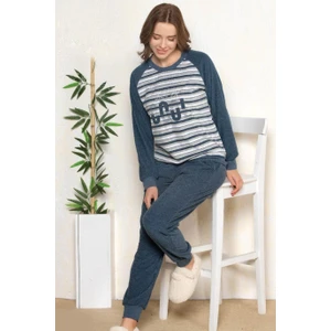 Kışlık Uzun Kol Pijama Takımı Yumoş Havlu Kumaş 79-76